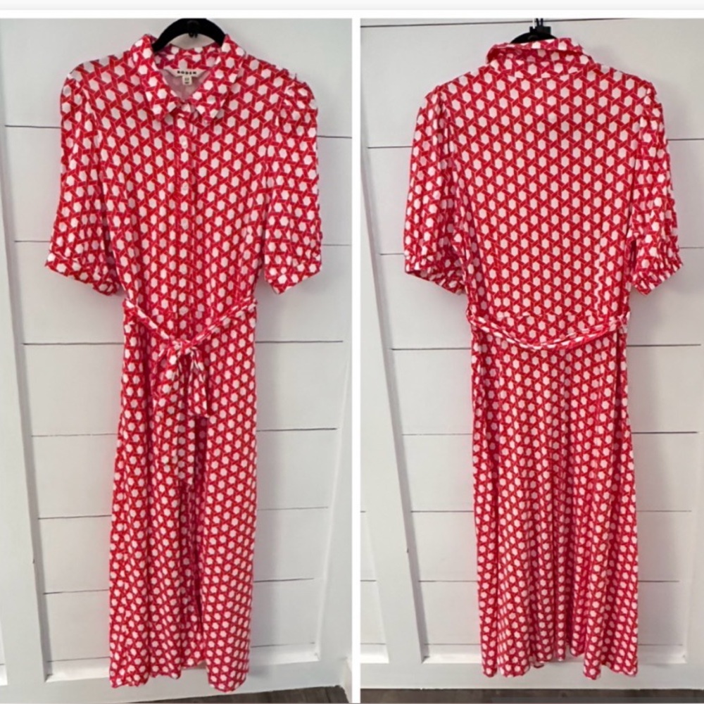 BODEN 12 Libby Geo Print jersey belted maxi shirt dress boho shabby chic - Picture 4 of 16
